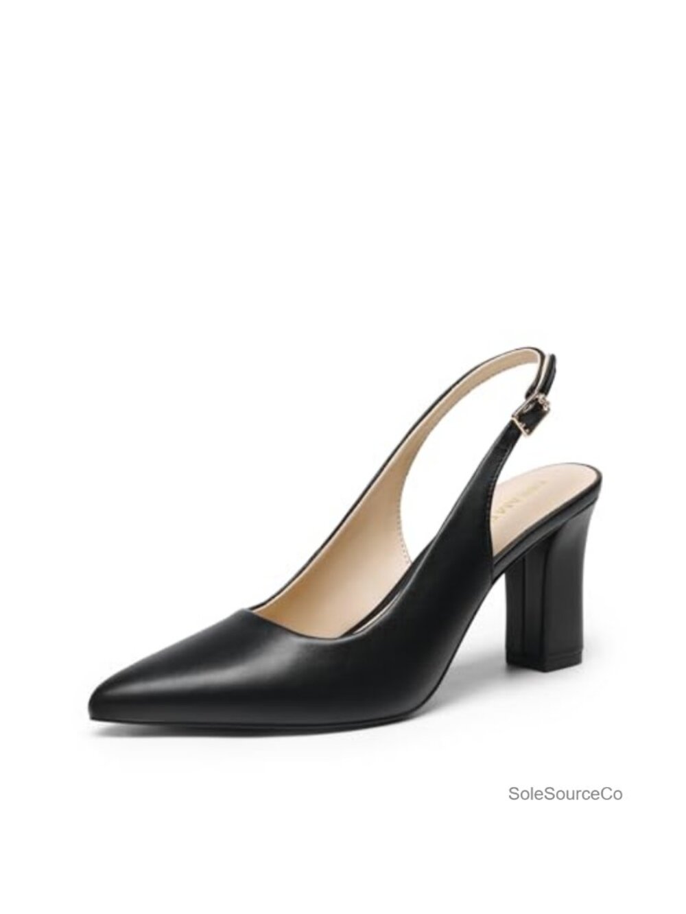 Womens Slingback High Chunky Heel Pumps Block Heel Pointed Toe Office Shoes